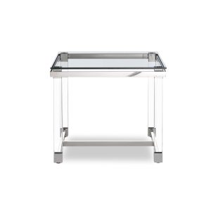 20" Silver And Clear Glass Square End Table