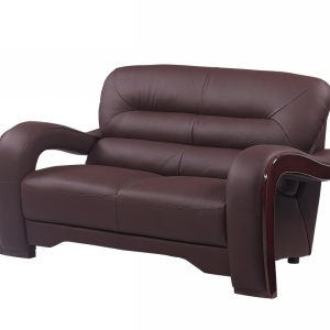 56" Brown And Dark Brown Faux Leather Love Seat
