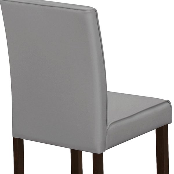 Set of Two 25 " Gray And Brown Solid Wood Counter Height Bar Chairs - Image 3