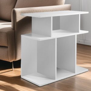 24" White Wood End Table With Six Open Shelves