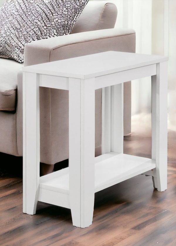 22" White Wood End Table With Shelf - Image 2