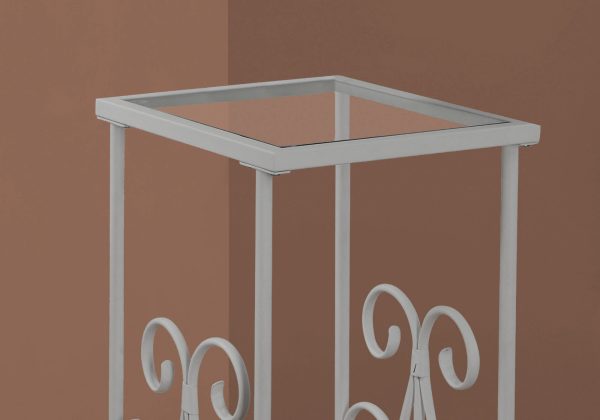 30" Silver And Clear Glass And Metal Square End Table With Shelf - Image 3