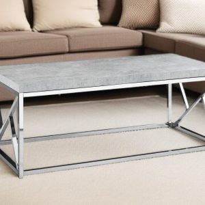 47" Gray And Silver Iron Coffee Table