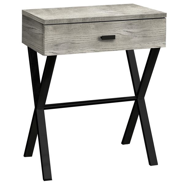 22" Black And Gray Wood And Metal End Table With Drawer