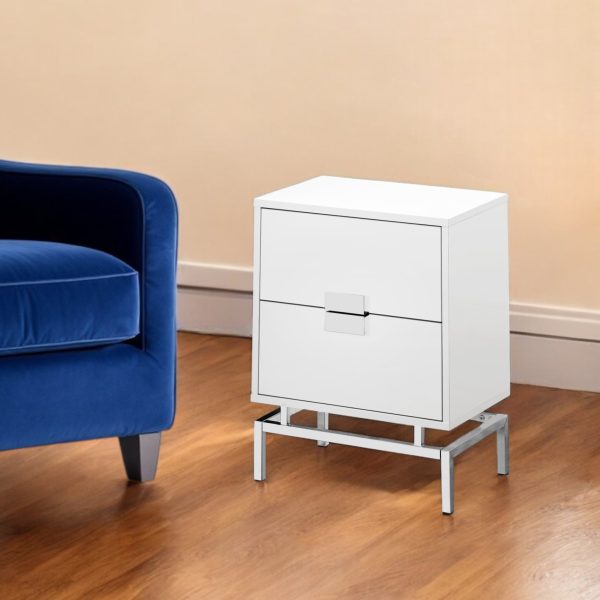23.5" Particle Board And Chrome Metal Accent Table - Image 3
