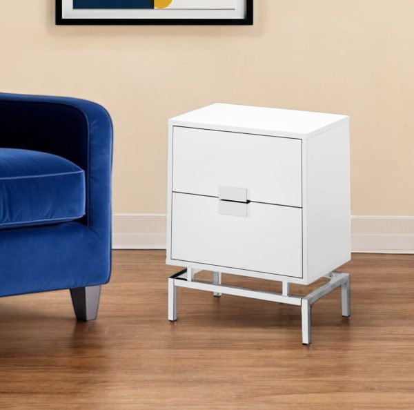 23.5" Particle Board And Chrome Metal Accent Table - Image 2