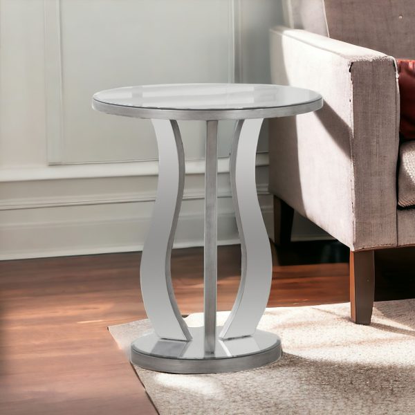 24" Silver Glass Round End Table - Image 2