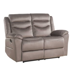 57" Brown Velvet Manual Reclining Love Seat