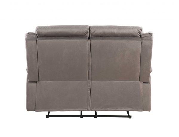 57" Brown Velvet Manual Reclining Love Seat - Image 3