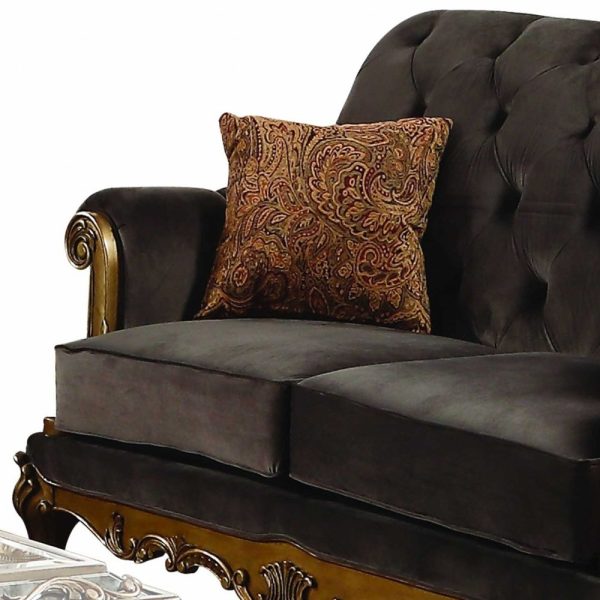 69" Brown Loveseat - Image 2