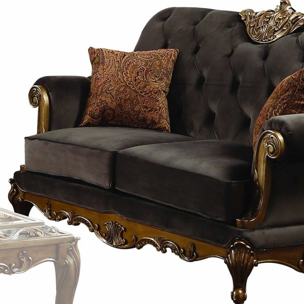 69" Brown Loveseat - Image 3