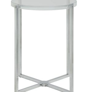 18" X 18" X 19" Clear Acrylic Chrome Metal Side Table