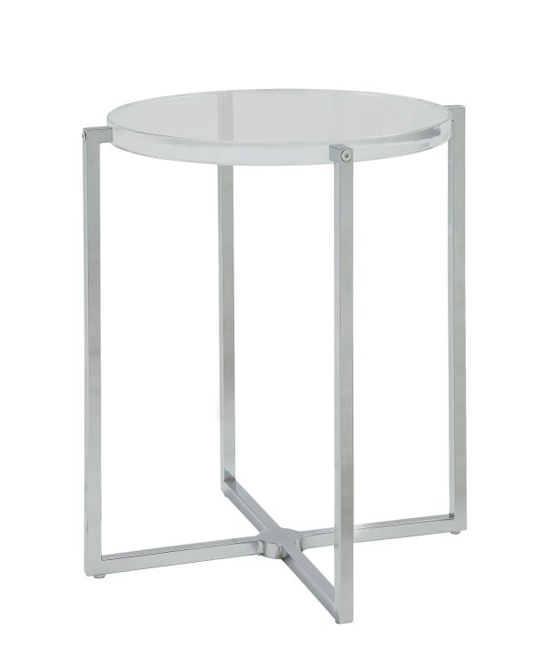 18" X 18" X 19" Clear Acrylic Chrome Metal Side Table - Image 2
