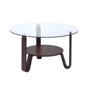 31" X 31" X 18" Dark Walnut Clear Glass Wood Coffee Table