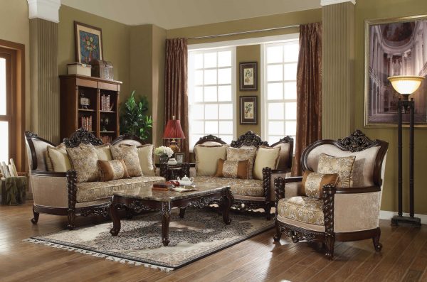 34" Brown and Dark Brown Genuine Marble And Solid Wood Free Form Coffee Table - Image 3