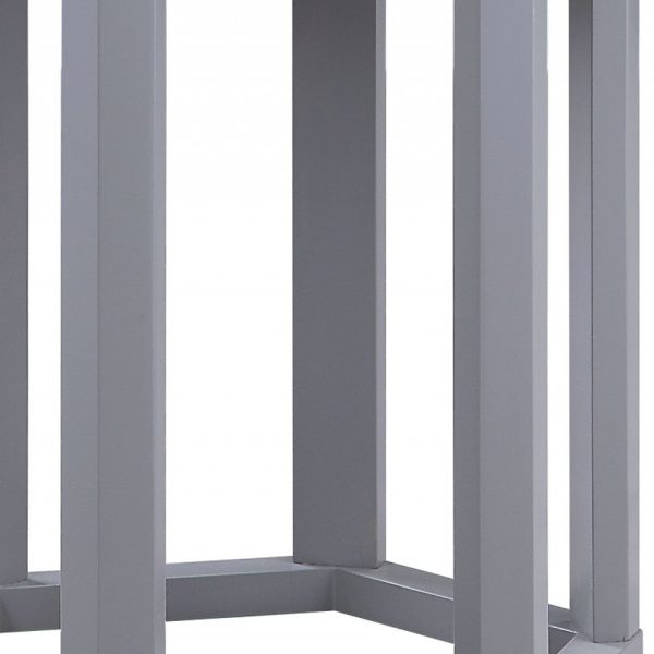 Set Of Two Gray Hexagonal Marble Top End Tables - Image 3