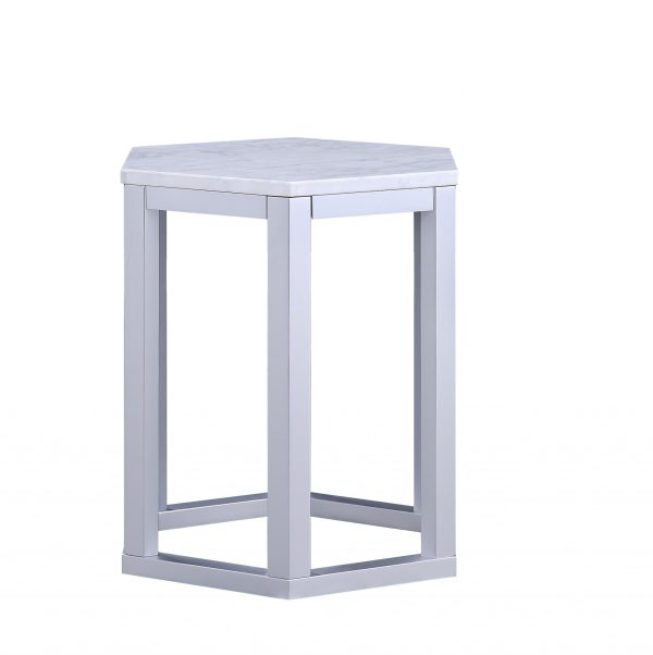 16" X 18" X 20" Silver Marble Wood 2Pc Pk End Table - Image 2