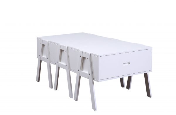 Sleek White Rectangular Convertible Coffee Table - Image 2
