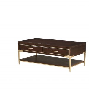 26" X 48" X 19" Cherry Metal Wood Coffee Table