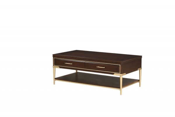 26" X 48" X 19" Cherry Metal Wood Coffee Table