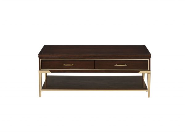 26" X 48" X 19" Cherry Metal Wood Coffee Table - Image 2