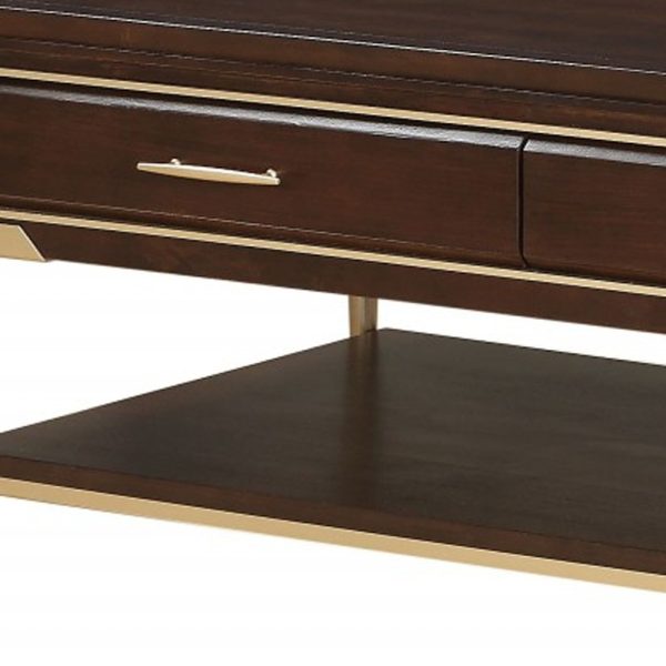 26" X 48" X 19" Cherry Metal Wood Coffee Table - Image 3