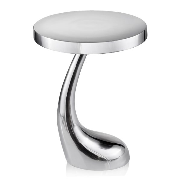 21" Silver Aluminum Round Abstract End Table - Image 2