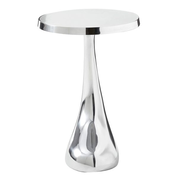 21" Silver Aluminum Round Abstract End Table - Image 3