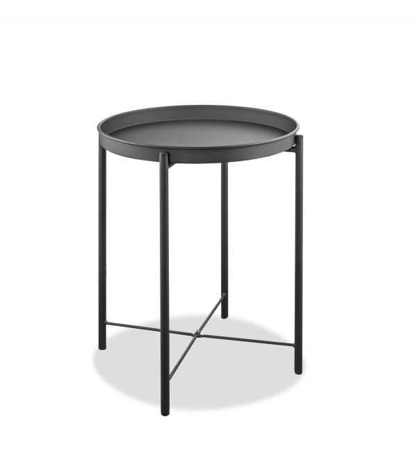 21" Gray Aluminum Round End Table - Image 3
