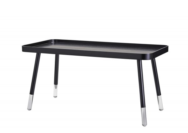 39" Black and Clear Wood and Acrylic Coffee Table - Image 2