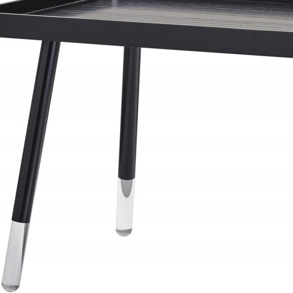 39" Black and Clear Wood and Acrylic Coffee Table - Image 3