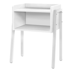 23" Rectangular White Accent Table With White Metal Legs