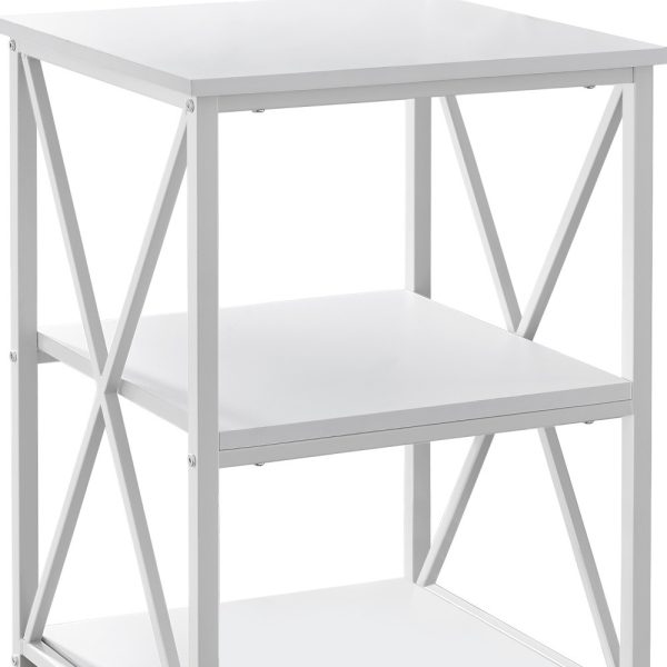 26" Rectangular White White Metal Accent Table - Image 3