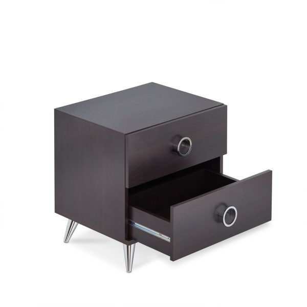20" Silver And Espresso End Table With Two Drawers - Image 3