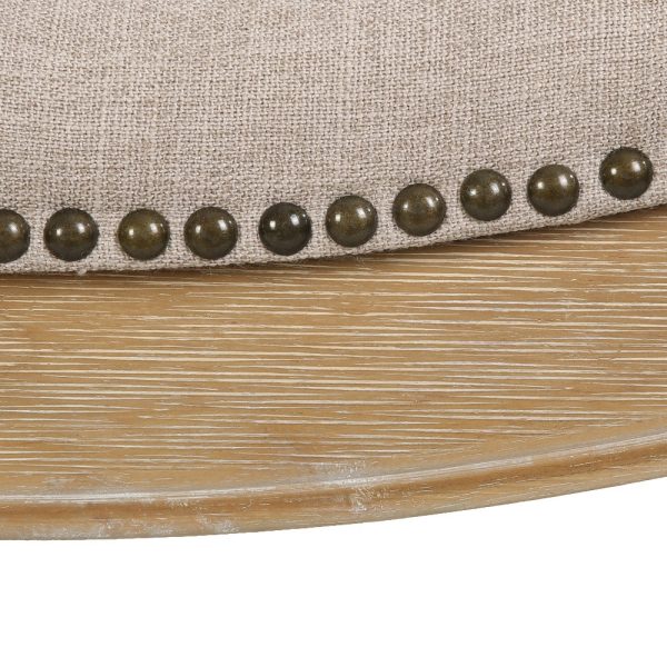 31" Linen and Natural Solid Wood Backless Bar Height Bar Chair - Image 3