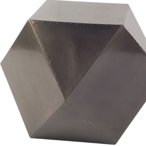19" Black Iron Square Top Hexagonal End Table - Image 3