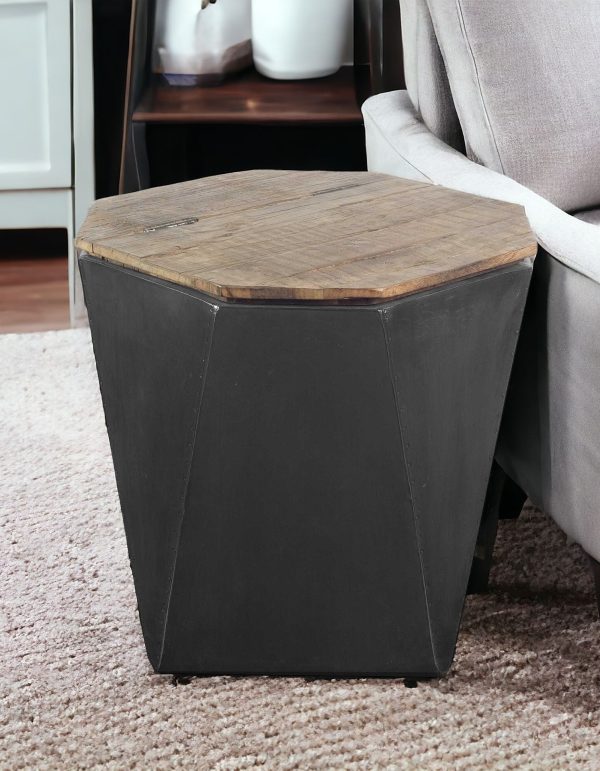 21" Black Solid Wood End Table - Image 2