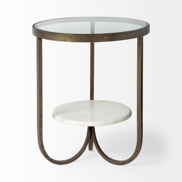 24" White Glass Round End Table - Image 3