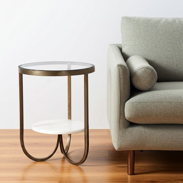 24" White Glass Round End Table - Image 2