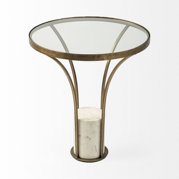 24" Black And White Glass Round End Table - Image 3