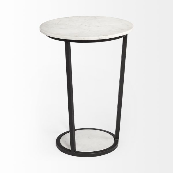 25" Black And White Marble End Table - Image 3