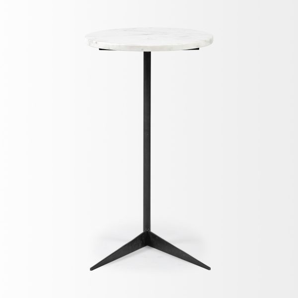 27" Black And White Marble Round End Table - Image 3