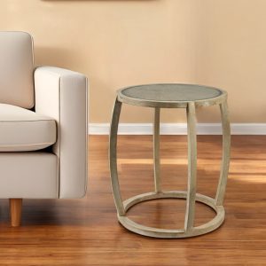 26" Brown And Clear Glass Round End Table