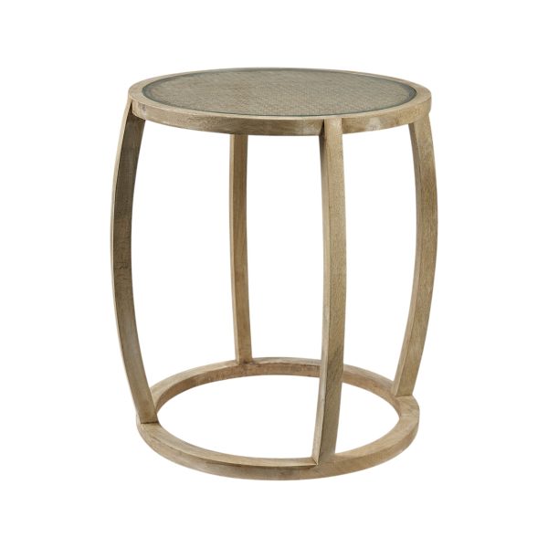 26" Brown And Clear Glass Round End Table - Image 3