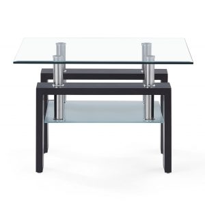 18" Dark Walnut And Clear Glass End Table
