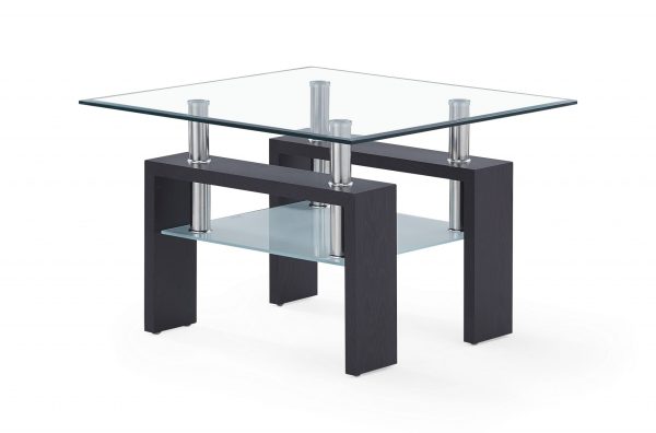 18" Dark Walnut And Clear Glass End Table - Image 3
