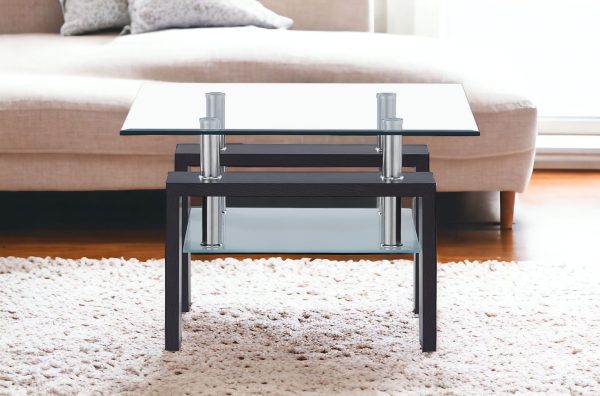18" Dark Walnut And Clear Glass End Table - Image 2