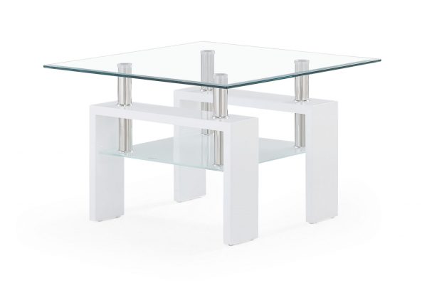 18" White And Clear Glass End Table - Image 2