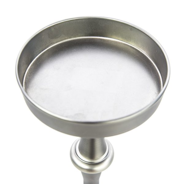 Brushed Silver Finish Drink Size Accent Table - Image 2
