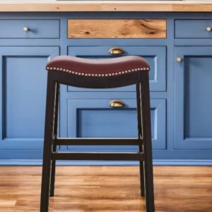 26" Dark Red and Espresso Solid Wood Backless Counter Height Bar Chair